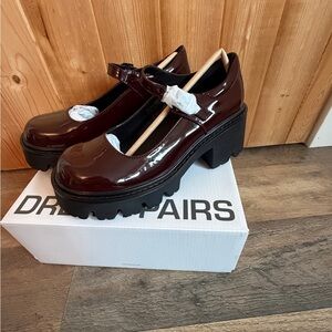 Platform Mary Janes in Deep Burgundy